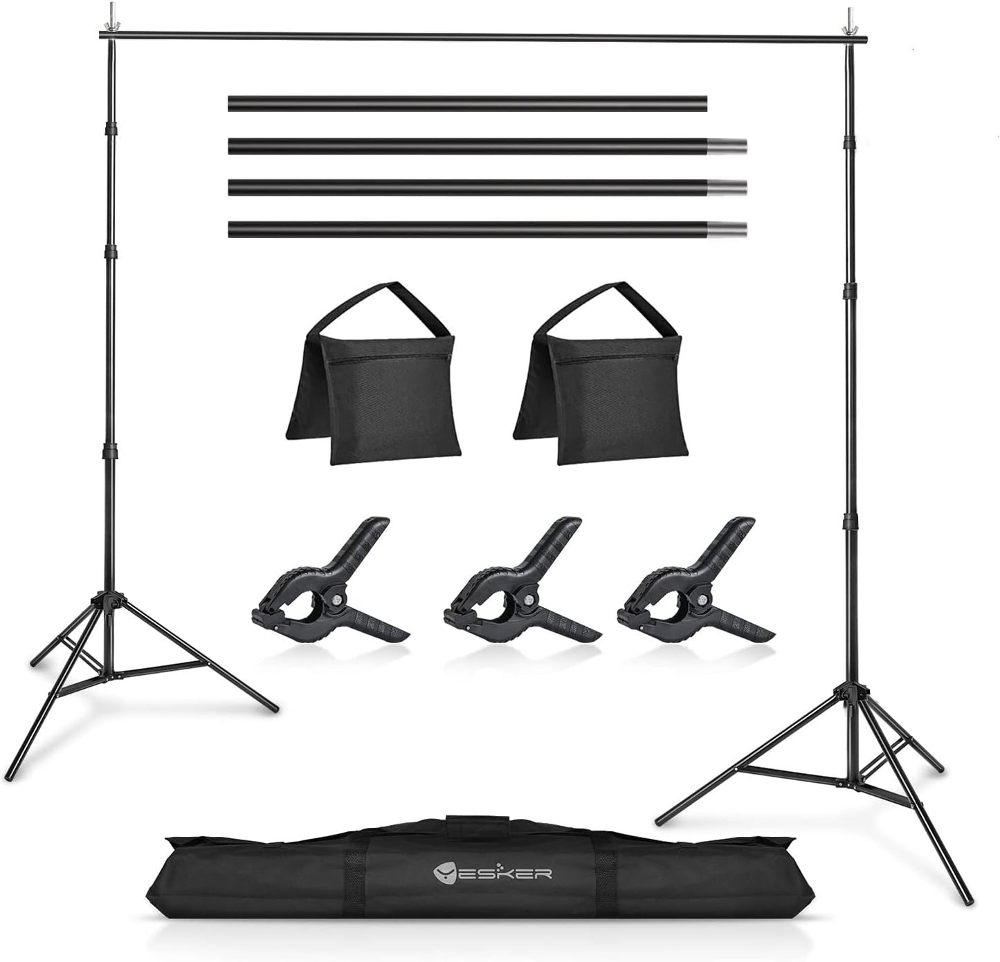 Yesker 10 X 10 ft Photo Video Studio Background Support Stand, Adjustable Heavy Duty Photography Backdrop Support System Kit for Photoshoot Party Video Creator