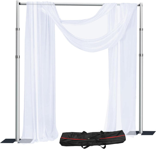 SLOW DOLPHIN 10x 10ft Pipe and Drap Backdrop Stand Kit,Heavy Duty Adjustable Frame Backdrop Stand for Event, Birthday Party, displays and Wedding Decoration.