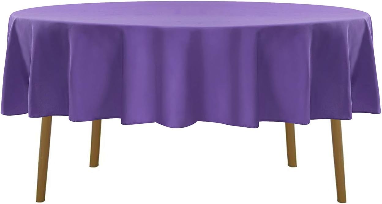 70 inch Round Tablecloth Washable Polyester Table Cloth Decorative Table Cover for Wedding Party Dining Banquet（70 inch,Purple）