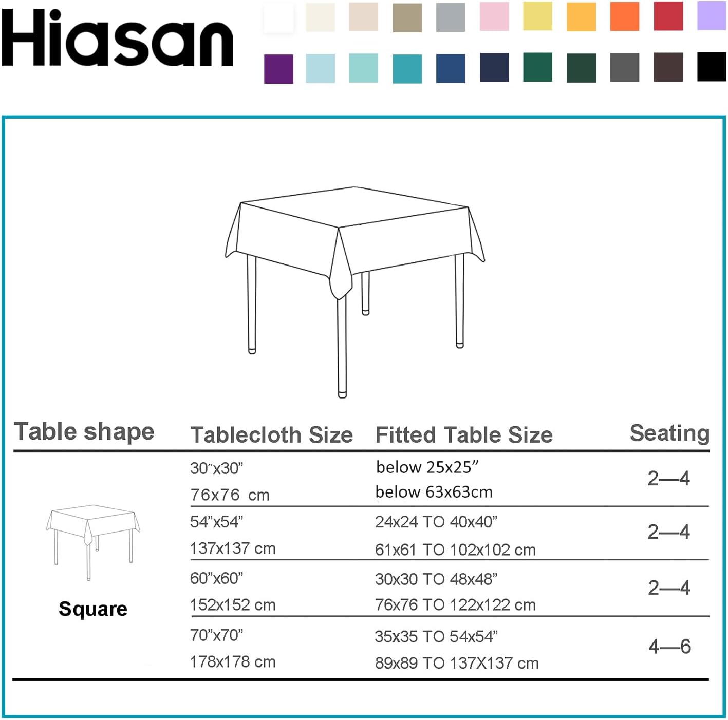 Hiasan White Square Tablecloth - Waterproof and Spillproof Restaurant Washable Polyester Table Cloth for Dining Room, 30 x 30 Inch