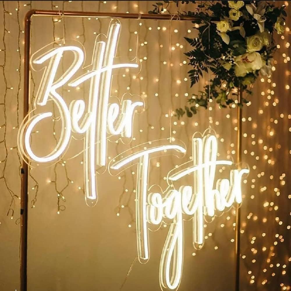 Ulalaza Better Together LED Neon Sign Night Light for Wall Party Décor Bedroom Room Bar Wedding Home Birthday Art Decoration Christmas with USB Chain Light modulator 5v