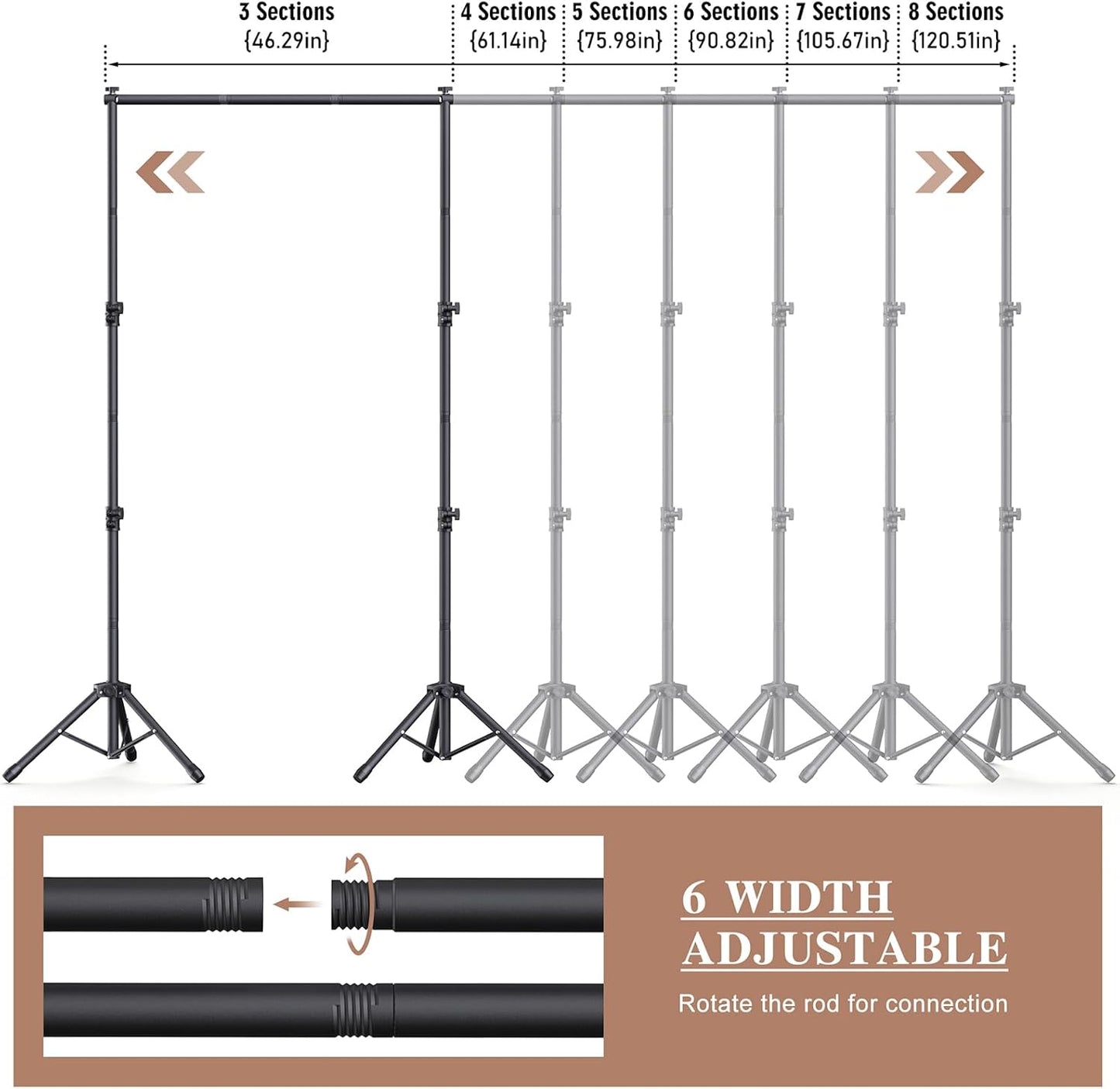 Backdrop Stand 10x7.5ft (WxH), Photo Back Drop Stand for Party, Heavy Duty Background Stand Kit with 6 Clamps and 2 Sandbags