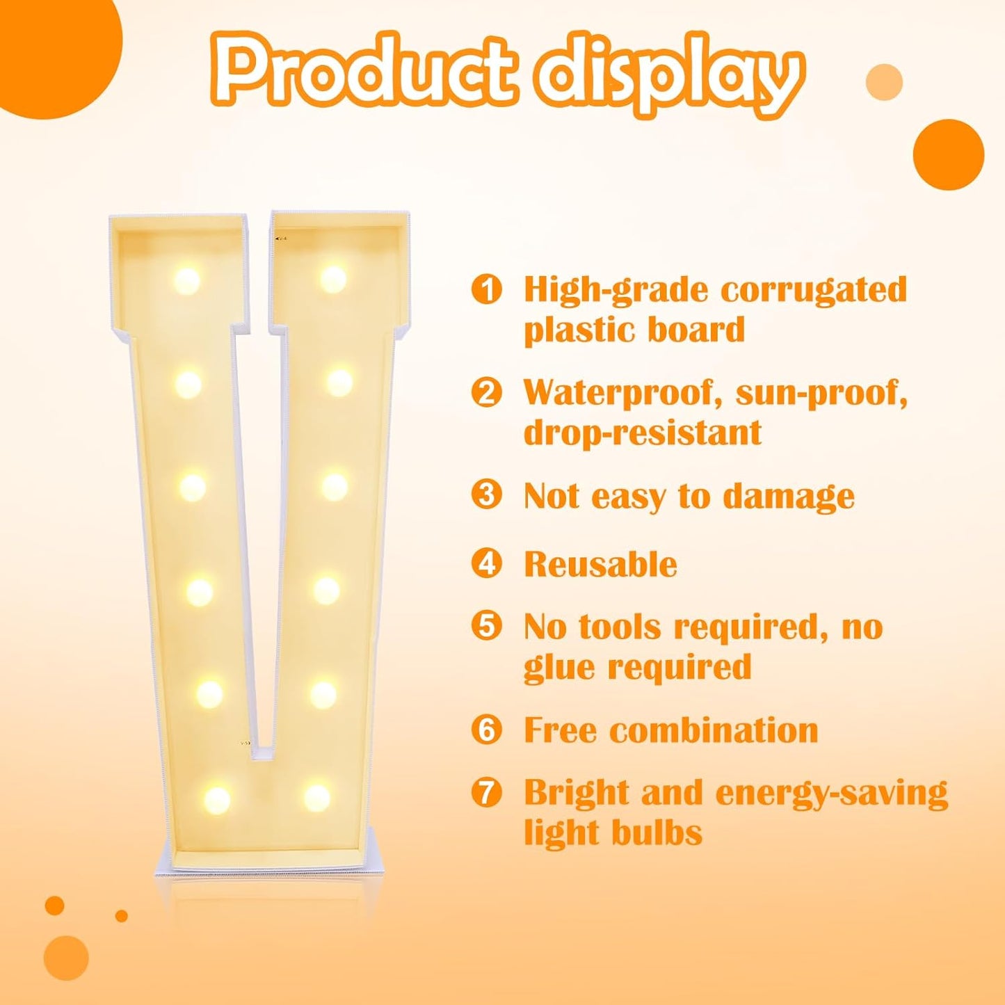 4ft Marquee for Letters V, Large Light up Letters, Multifunctional Large Marquee for Letters 4 Feet Tall for Party Decorations, Letter Balloons, Wedding Decor, Proposal Decorations (Letters V)