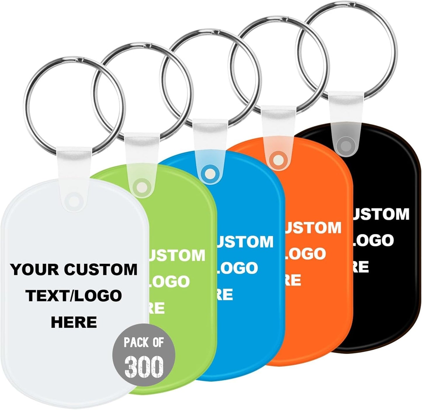 Custom Oval Soft Keychains 300 Pack, Personalized Logo, Text Bulk - Perfect for Tradeshows, Party Favors, Campaign Gifts - Customizable Key Tags