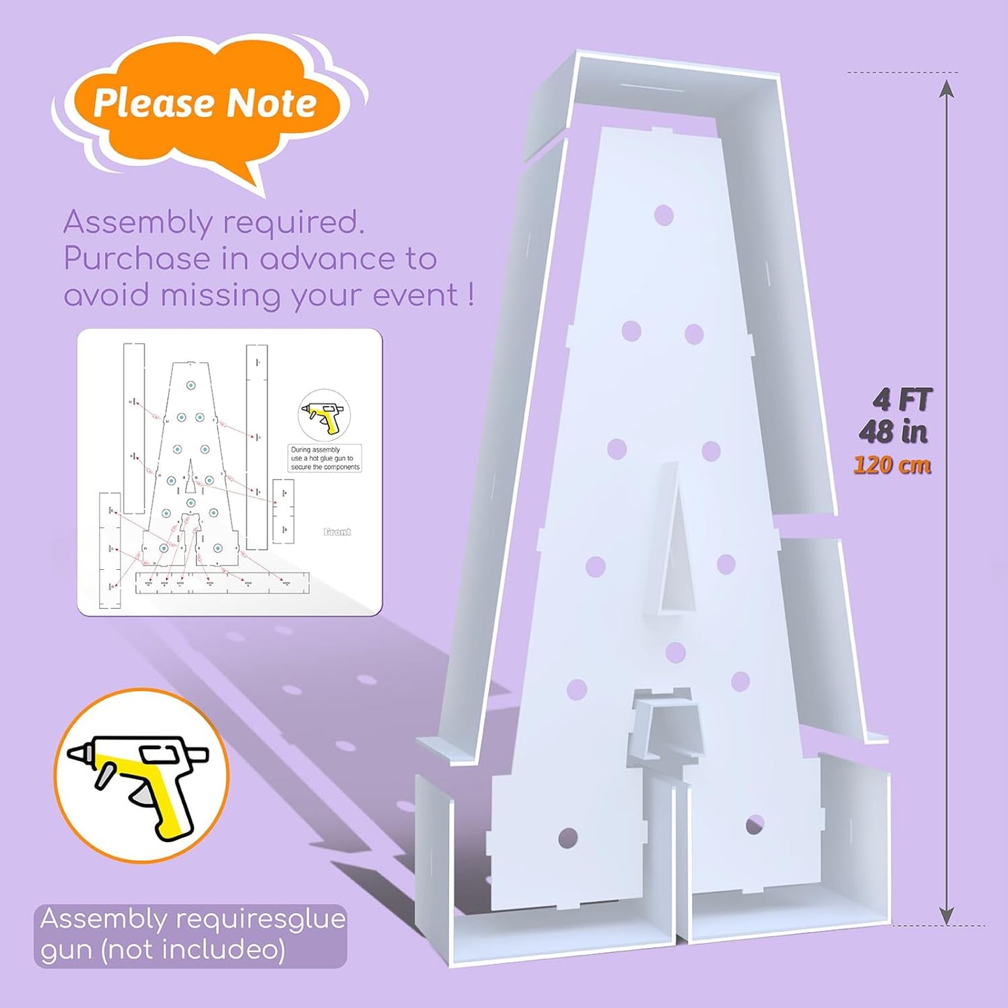 4FT Marquee Light Up Numbers 7 – Cool White LED, Easy to Assemble Foam Board with Back Support, Large Marquee Light Up Numbers for Birthday, Wedding, Party, Anniversary, Baby Shower Decor