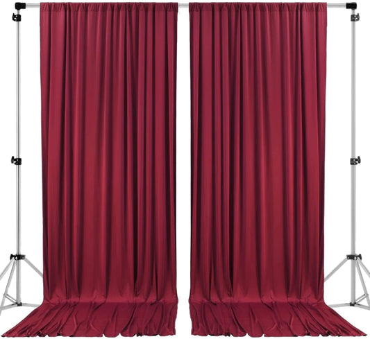 AK TRADING CO. 10 feet x 8 feet IFR Polyester Backdrop Drapes Curtains Panels with Rod Pockets - Wedding Ceremony Party Home Window Decorations - Burgundy