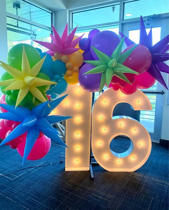 3pcs 26inch macaron blue Star foil balloons.macaron blue Explosion Star burst star balloon-Spike cone balloon for birthday party decorations,wedding,Bachelor party