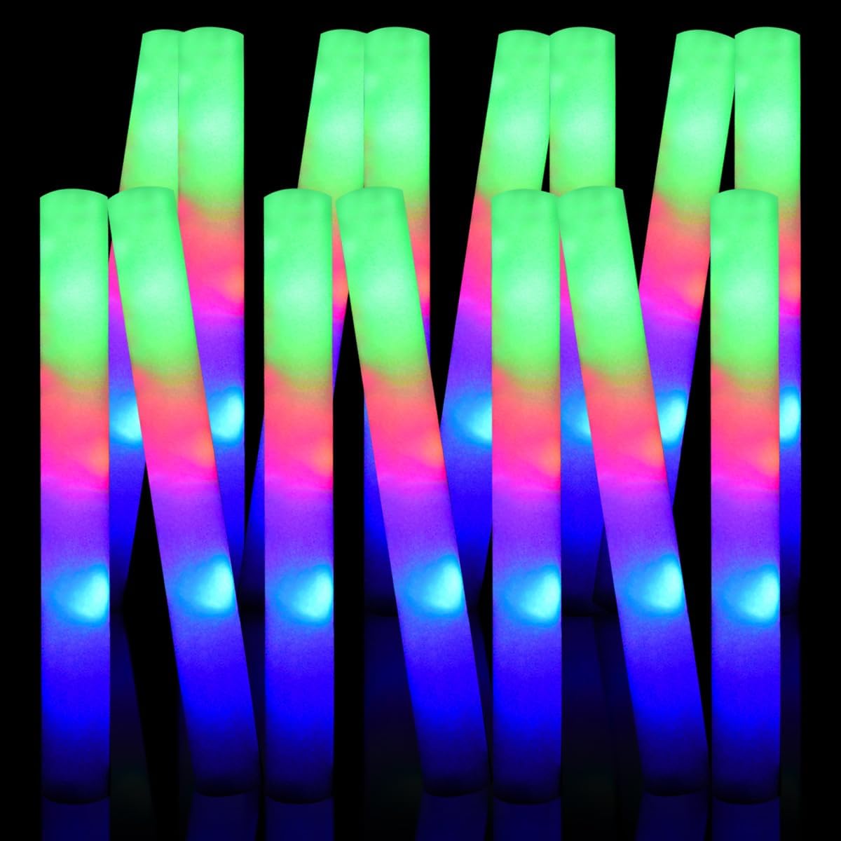 M.best 100 Pack LED Light Up Foam Sticks with 3 Modes, Glow in The Dark Wands Party Supplies for Birthday,Wedding, Christmas, Halloween,Raves, Concert