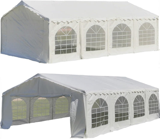 DELTA 26'x20' Budget PE Party Tent + (3) Long Storage Bags, Tents for Parties Outdoor Large Commercial Canopy Wedding Event Tent with Removable Sidewalls for Patio Outdoor Events