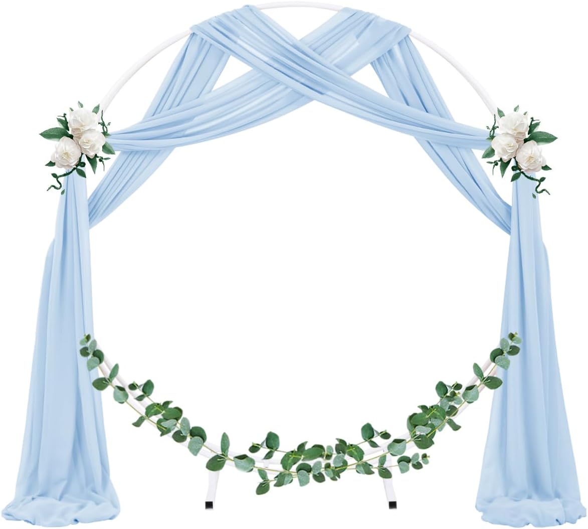 Socomi Wedding Arch Draping Fabric 1 Panel 29" x 19Ft Baby Blue Sheer Chiffon Curtain Drapes 6 Yards for Wedding Ceremony Birthday Party Decoration