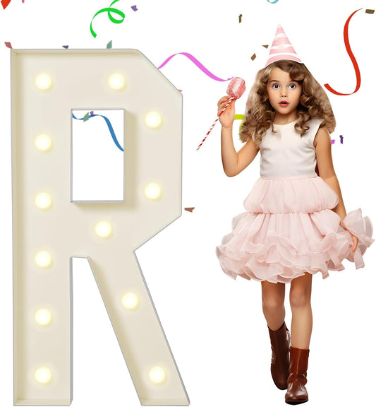 EUFONY Marquee Letters 4 Feet Tall, 4 FT Marquee Light Up Letters, Giant Light Up Letters 4FT for Birthday Party Baby Shower Gender Reveal Graduation Prom Decorations, Letter R with LED Lights DIY Kit