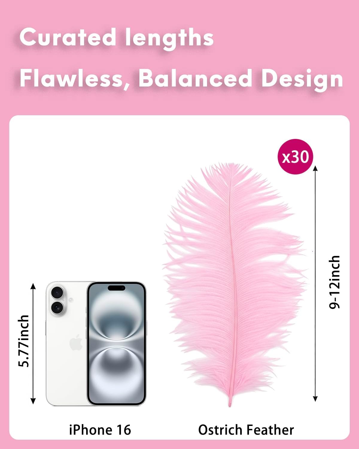 NEWONG 30pcs Light Pink Ostrich Feathers Natural Bulk 9-12inch(23-30cm) Vase Craft Wedding Home Party Centerpieces Christmas Day coquettish Valentine's Day Decoration