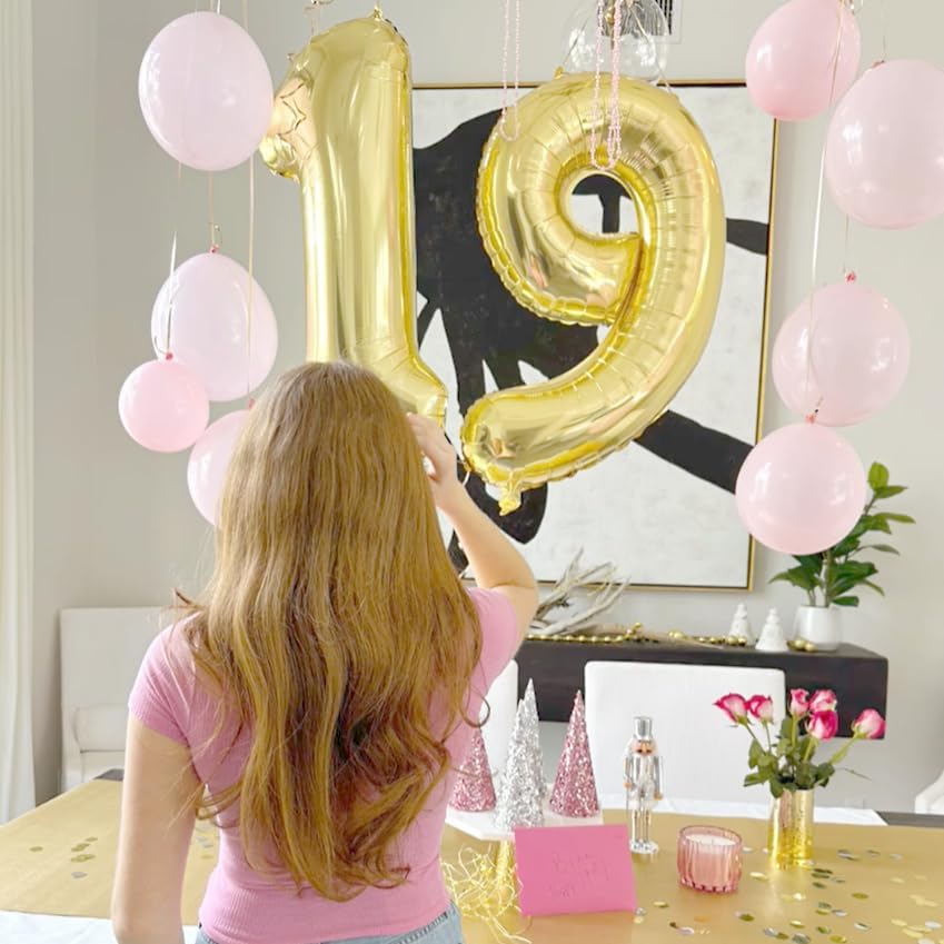 Light Gold Number 1 Balloon 40 inch, Number 1 Birthday Balloon for Boy Girl, Champagne Gold Foil One Balloon for 1st 10 11 12 16 18 Birthday Party, Anniversary Celebration Number Balloons Decorations