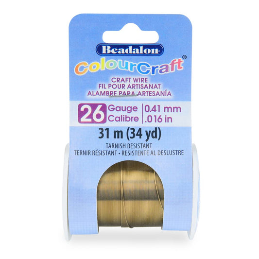 Beadalon ColourCraft Wire, 26 Gauge, Vintage Bronze Color, 34 yd Spool