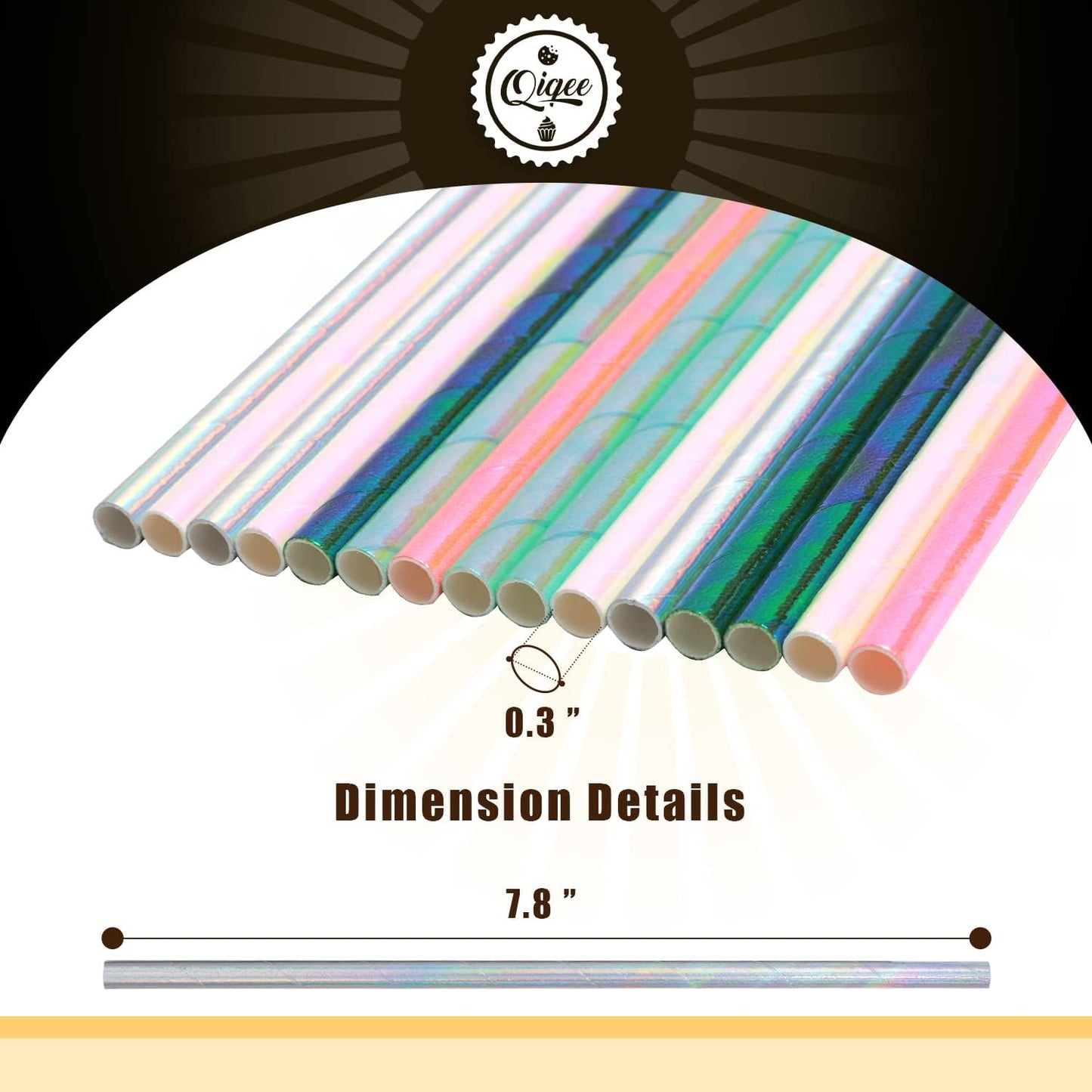 150pcs Iridescent Paper Straws for Drinking Disposable Sraws Disposable Straws Bulk（5 Color Muli） qiqee