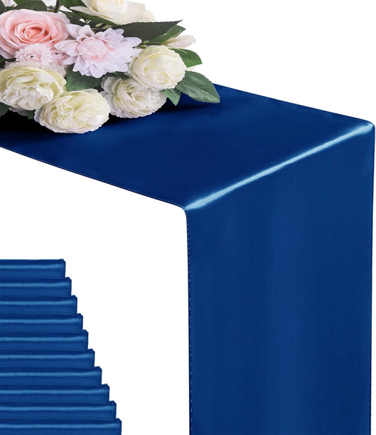 24Pack Table Runner 12 x 108 Inches Satin Silk Table Runner for Wedding, Birthday Party, Banquets, Graduations Decoration, fit Rectange and Round Table-Royal Blue