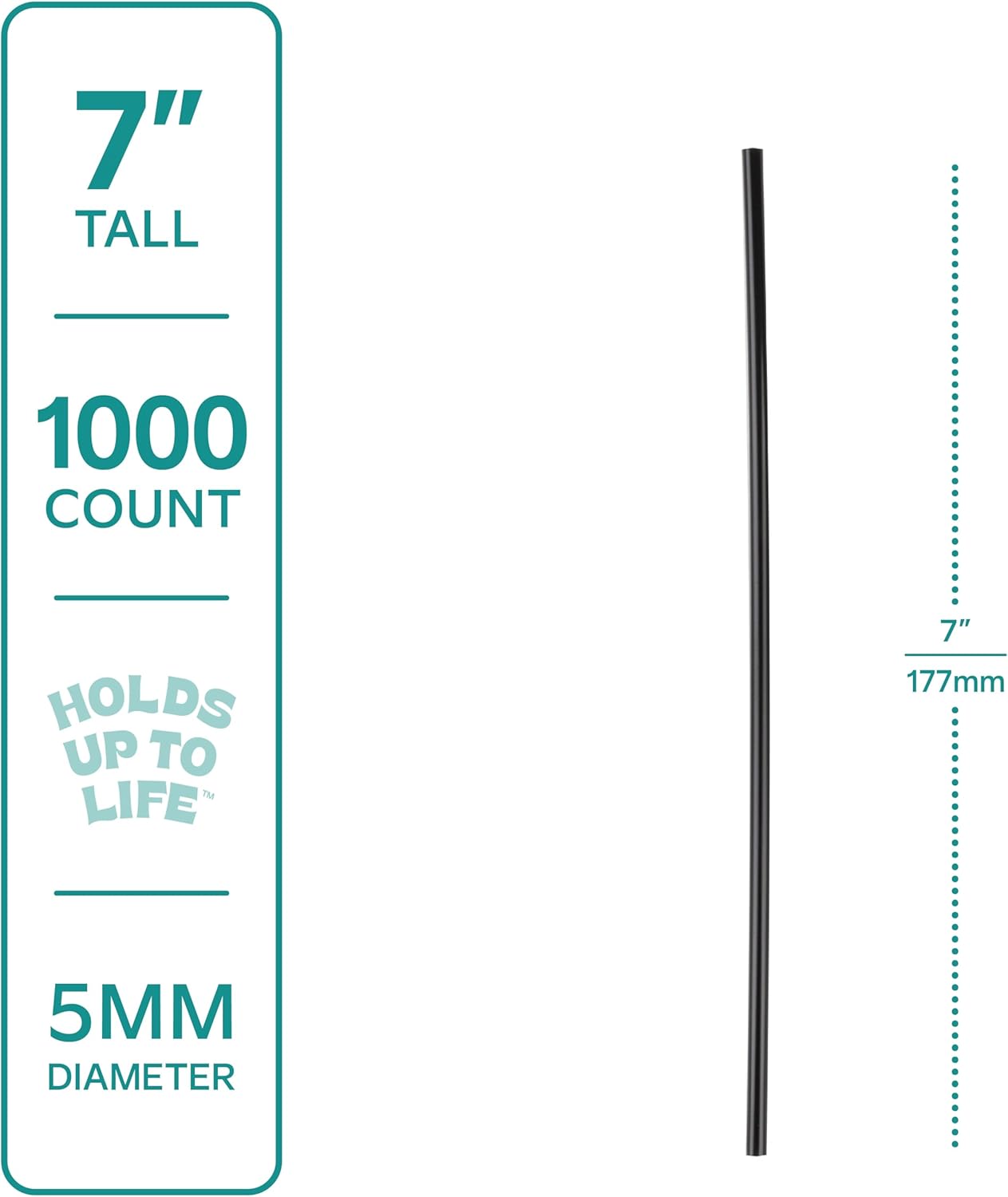 Comfy Package [7 Inch - 1000 Count] Black Coffee Drink Stirrers & Cocktail Straws - Disposable Plastic Sip Stir Sticks for Hot & Cold Beverages (Pack of 2)