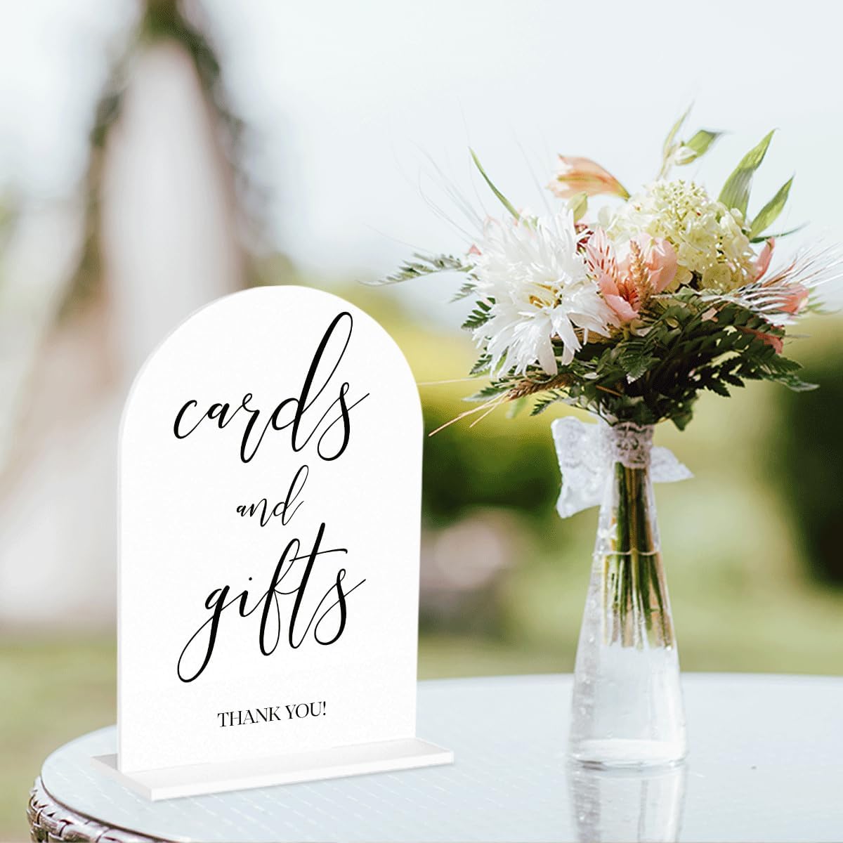 Cards and Gifts Sign, Wedding Engagement Bridal Shower Baby Shower Party Decor for Reception Reception, Weddings White Acrylic Sign