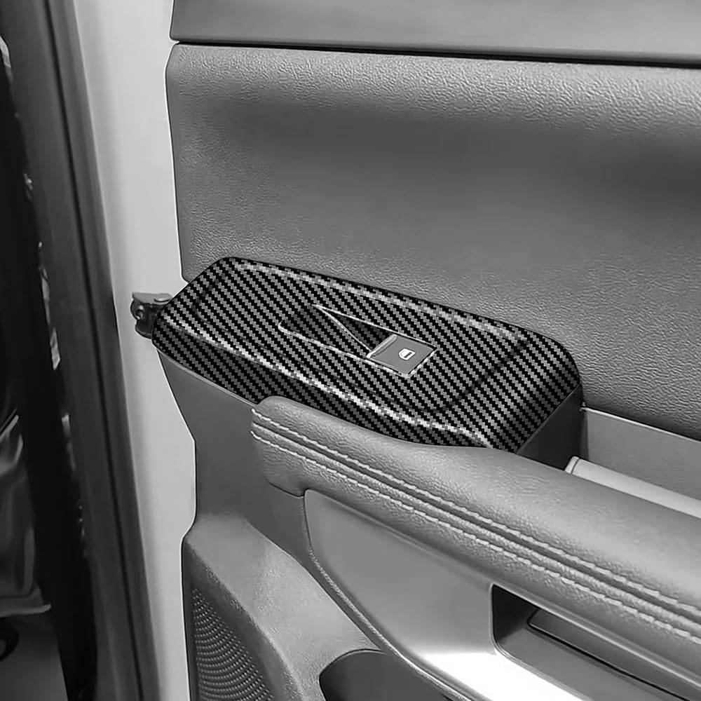 4pcs Carbon Fiber Style Front Rear Doors Window Glass Lift Switch Panel Cover Decorative Sticker Protection Car Interior Accessories for 2023 2024 2025 Ford Ranger KT14