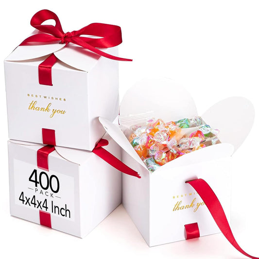 MESHA Gift Boxes 4x4x4'' 400 Pack, Small White Gift Boxes with Lids,Bridesmaid Proposal Box, Wedding Boxes for Gifts Thank You Bulk Boxes