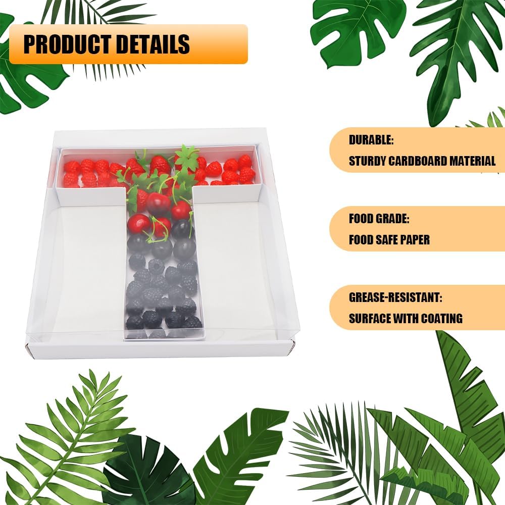 12" Fillable Cardboard Letter Charcuterie Gift Cupcake Box With Cover Sweets Packaging (T)