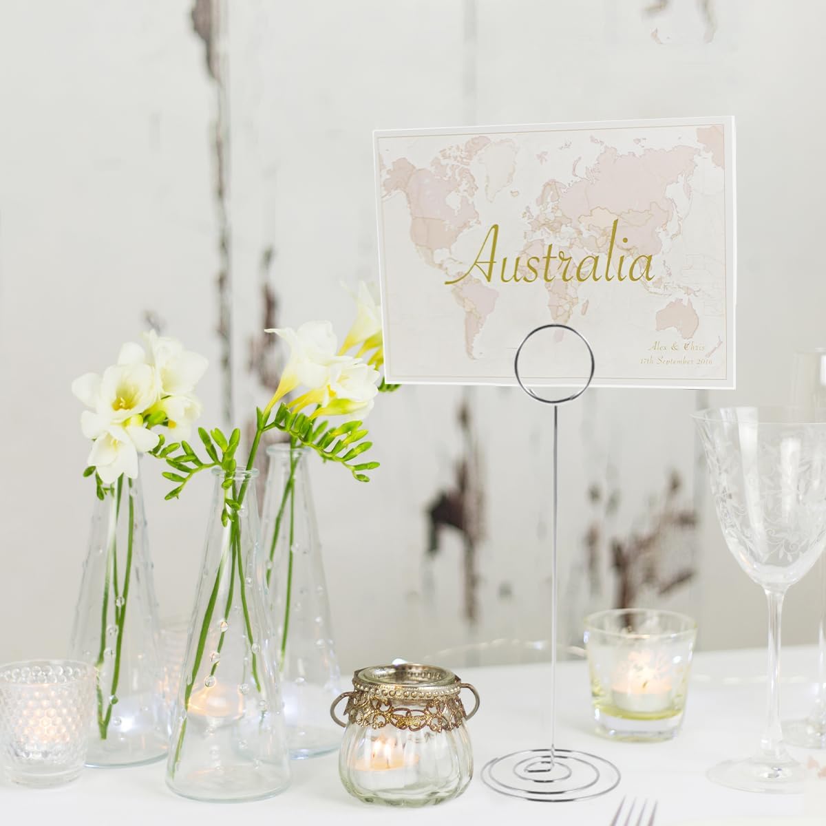 12Pcs Table Number Holder 8.66inch Tall Metal Iron Place Card Holder Lightweight Picture Holder Stand Portable Round Shape Photo Memo Note Holder for Office Wedding Party