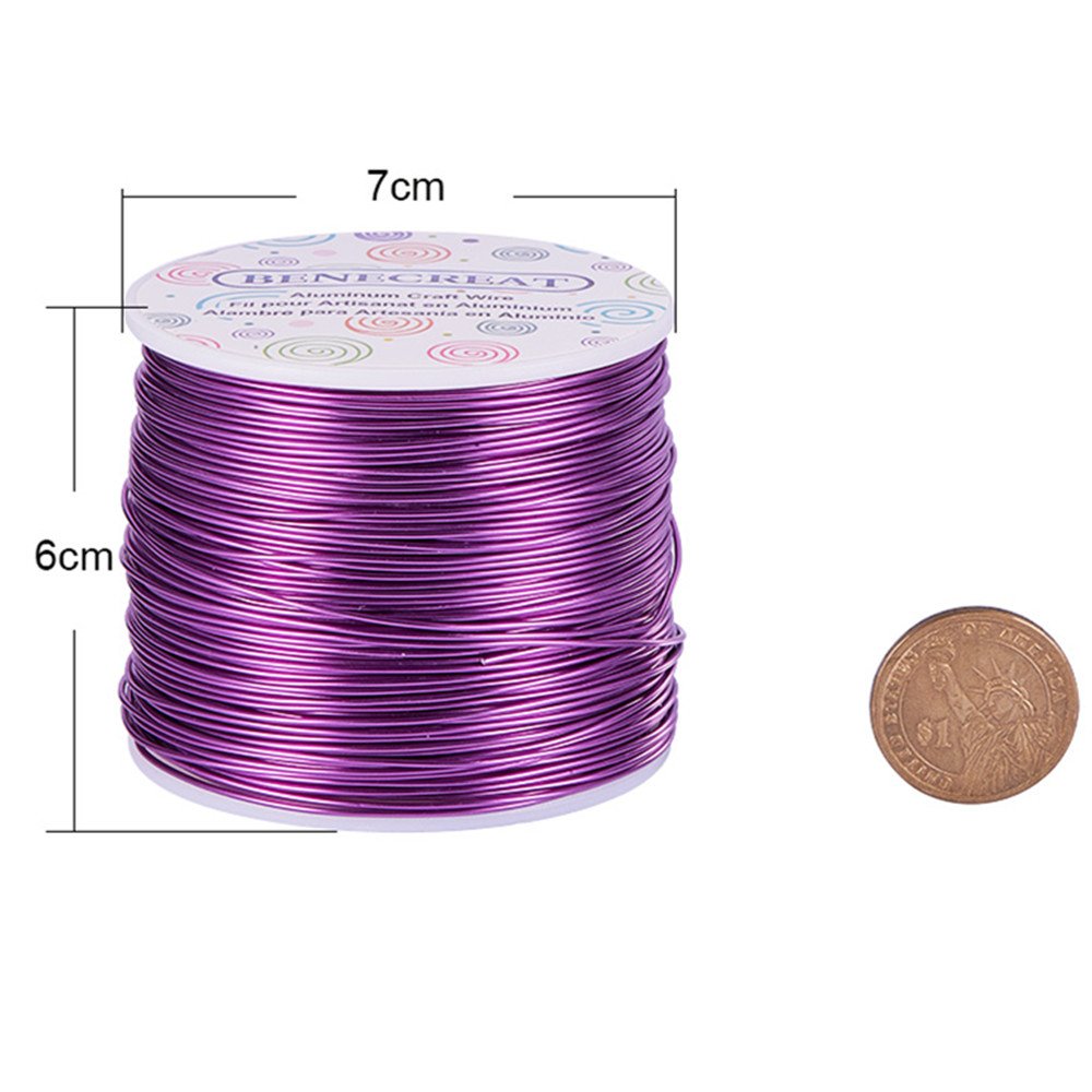 BENECREAT 18 Gauge Jewelry Craft Aluminum Wire 492 Feet Bendable Metal Sculpting Wire for Craft Floral Model Skeleton Making (Purple, 1mm)