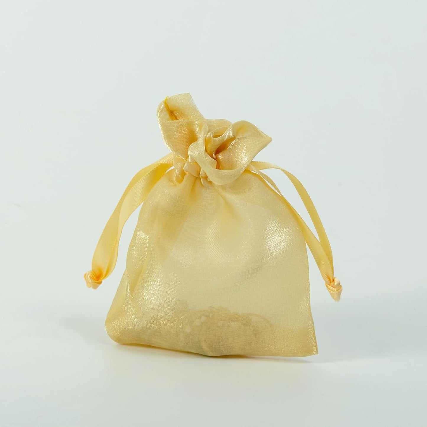 QIANF 20 Pcs Gold Small Organza Bags 3X4 inch for Wedding Favors with Drawstring, Mini Mesh Gift Bags Jewelry Pouch for Candy Bridal Shower Party Favor Baby Shower Christmas