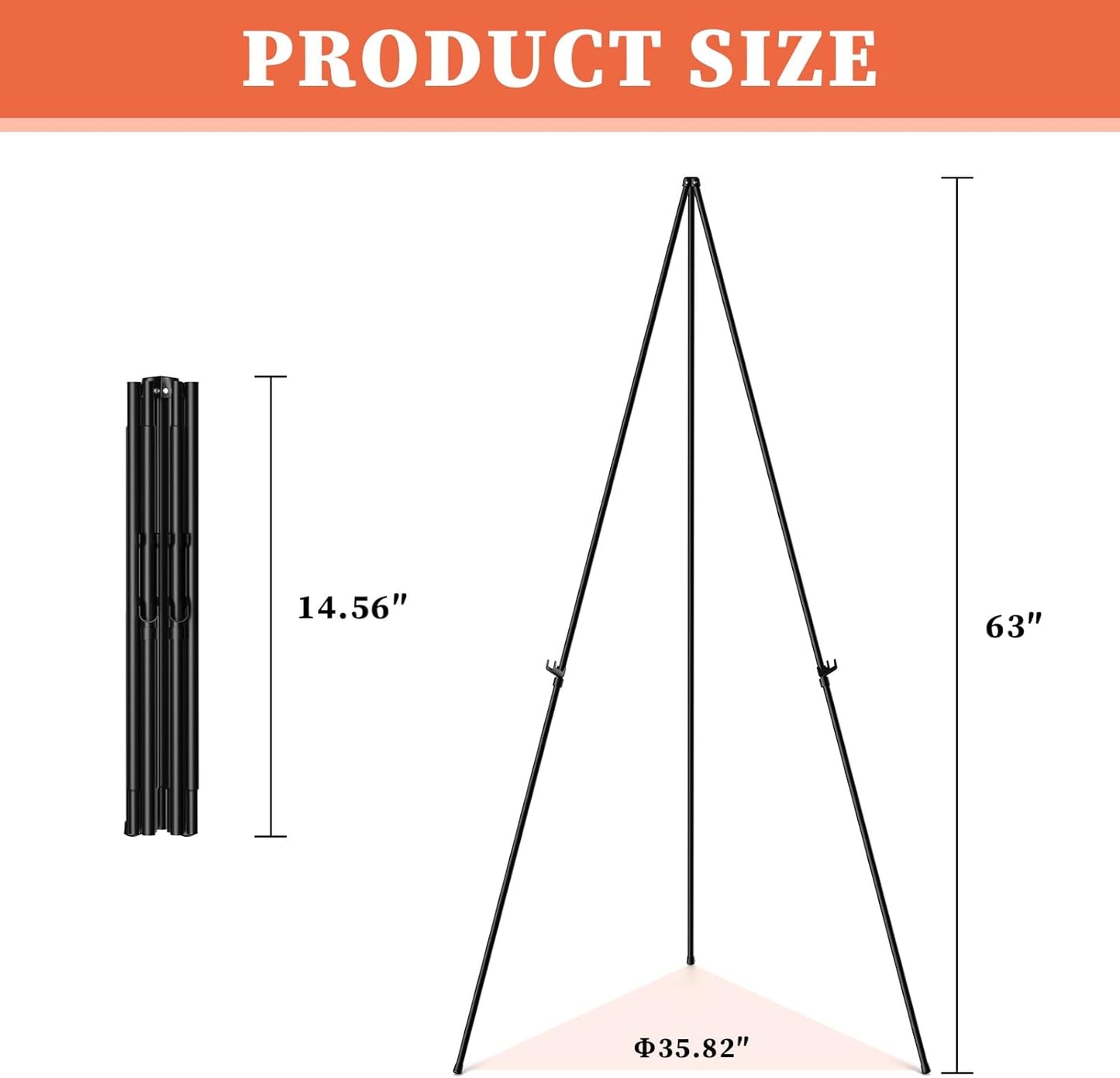 Easel Stand for Sign, 63" Portable Easels Stand for Display, Lightweight Adjustable Tripod Art Easel Stand for Wedding Sign, Black Metal Painting Easel with Portable Bags (2 Pack)