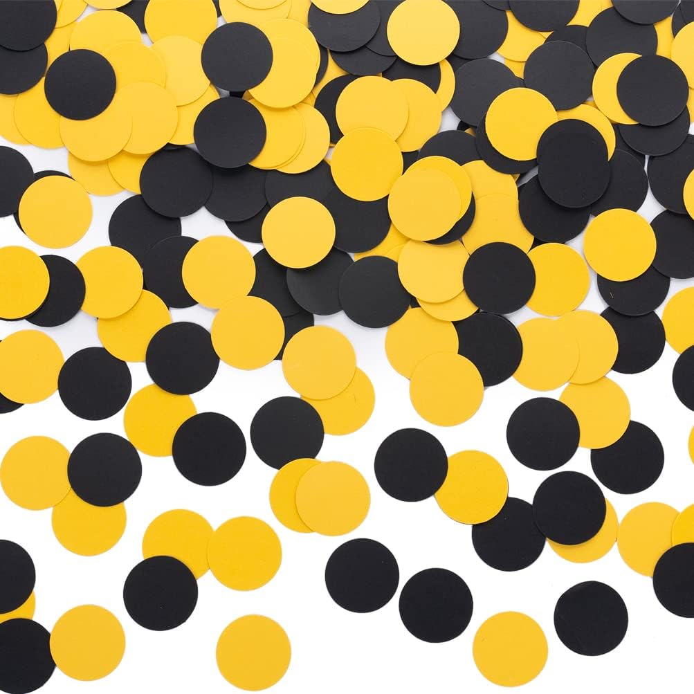 Black and Yellow Confetti Table Decoration for Birthday Graduation Baby Shower Mom to Bee Party Theme Party,1.2 inch in Diameter,200 Counts