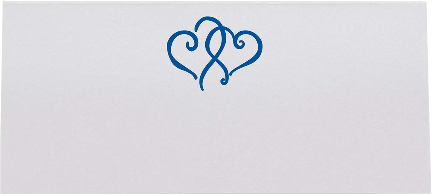Linked Hearts Place Cards, Royal Blue (Choose Color), Set of 25, Pre-cut and Scored - Wedding, Party, Dinner, and Special Events - Made in the USA