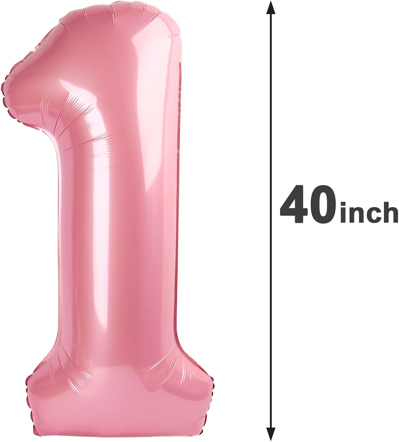 Pearlescent Pink Number 1 Balloon 40 inch, Number 1 Birthday Balloon for Boy Girl, Pearl Pink One Balloon for 1st 10 11 12 16 18 Birthday Party, Anniversary Celebration Number Balloons Decorations