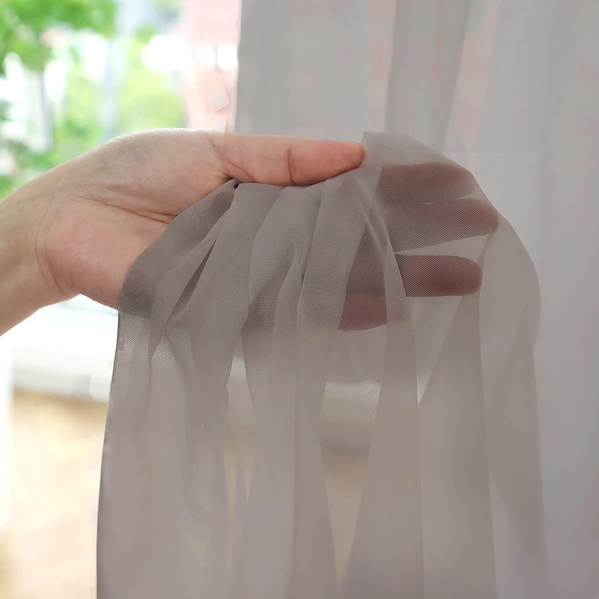 Window Light Grey Sheer Curtains 60 Inches Width 160 Inches Long 2 Panels Sheer Curtain Clear Curtains Basic Rod Pocket Panel for Home Living Room Bedroom Kids Room Yard Patio Parlor Sliding