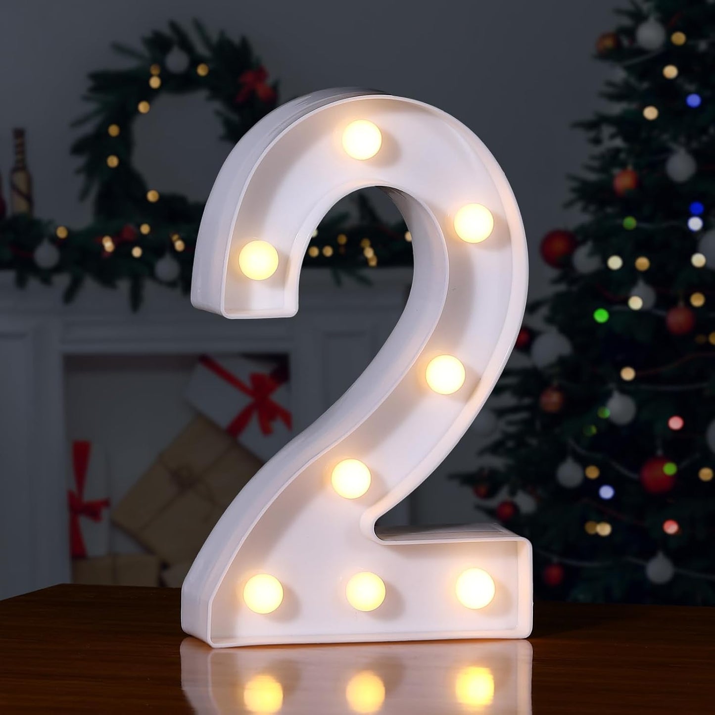 Foaky Decorative Led Marquee Light Up Number, Marquee Light Up Number Sign for Night Light Wedding Birthday Party Christmas Home Bar Decoration Number(2)