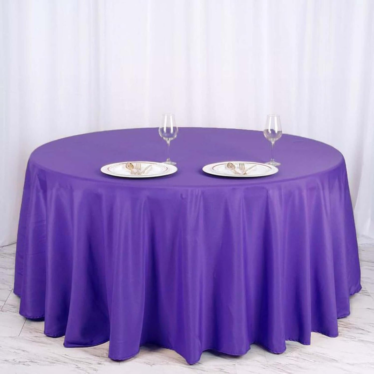 Efavormart Round Tablecloth, 120 Inch Stain & Wrinkle Resistant Washable Table Cloth, Decorative Polyester Fabric Table Cover for Banquet, Wedding, Dining - Purple