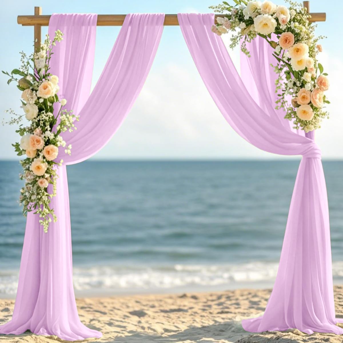 Lilac Elegant Arch Draping Fabric Outdoor 1 Panel 29" × 20Ft Sheer Chiffon Curtain Drapes for Fall Wedding Ceremony Birthday Party Garden Brunch