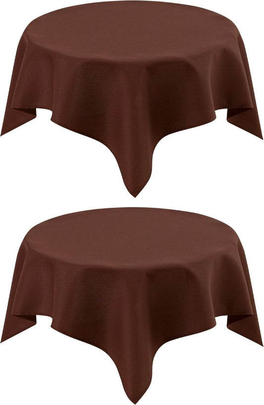 2 Pack Small Square Table Cloth 36X36 Inch Chocolate Washable Fabric Tablecloth Polyester Solid Table Cover for Night Stand End Table Side Table Outdoor Indoor