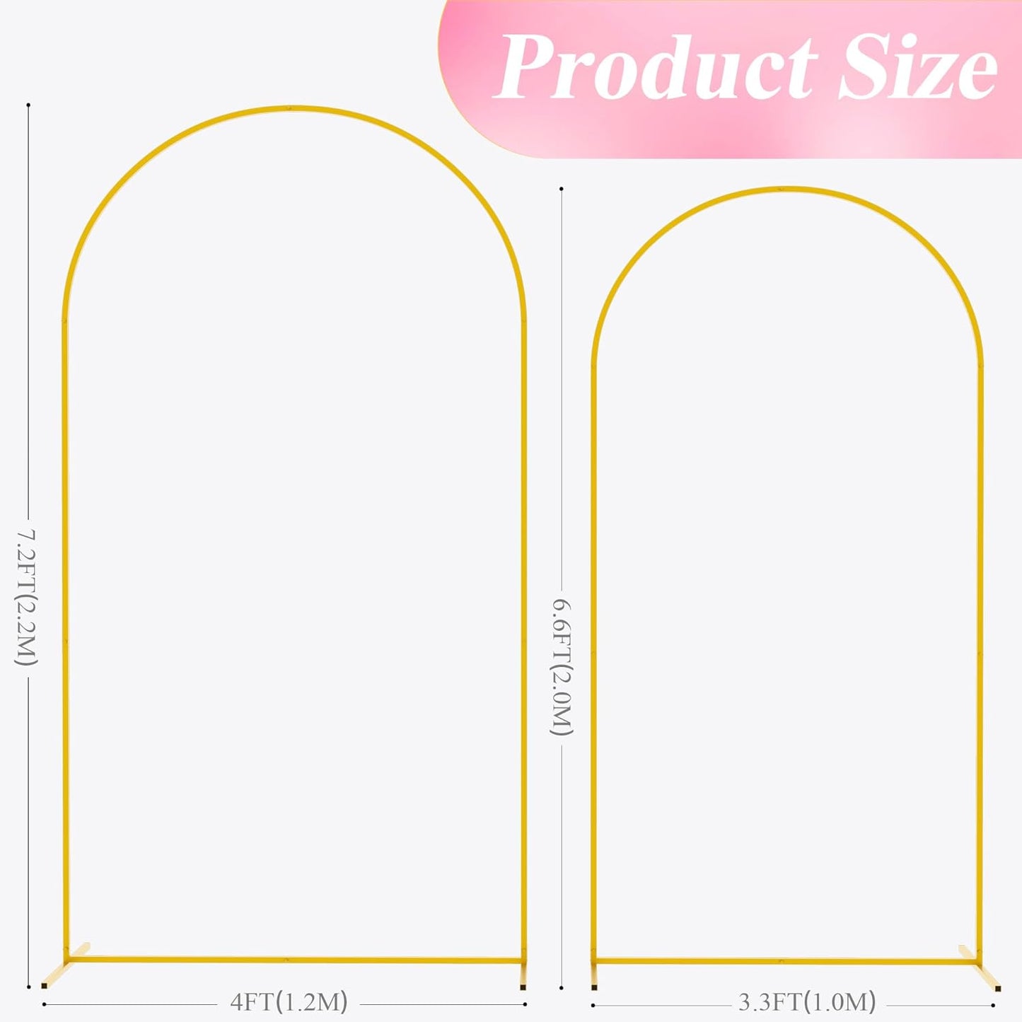 Wokceer Wedding Arch Backdrop Stand 7.2FT, 6.6FT White Metal Arch Stand Set of 2 for Birthday Party Wedding Ceremony Baby Shower Graduation Decoration