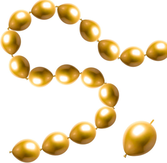 50 Pcs Quick Link Balloons Gold Metallic Chrome 6 inch, Latex Linking Balloons for Balloon Wall/Arches/Chains, Birthday Party Wedding Anniversary Graduation Arch Party Decor (gold)