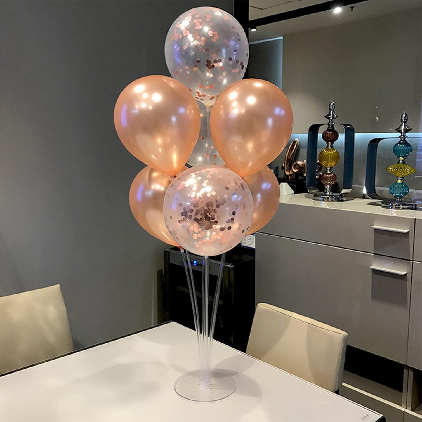 Rose Gold Balloon Stand Centerpiece Table Decorations for Birthday Anniversary Engagement Wedding Bridal Shower Graduation Mother's Day Party Decorations(Rose gold set4)