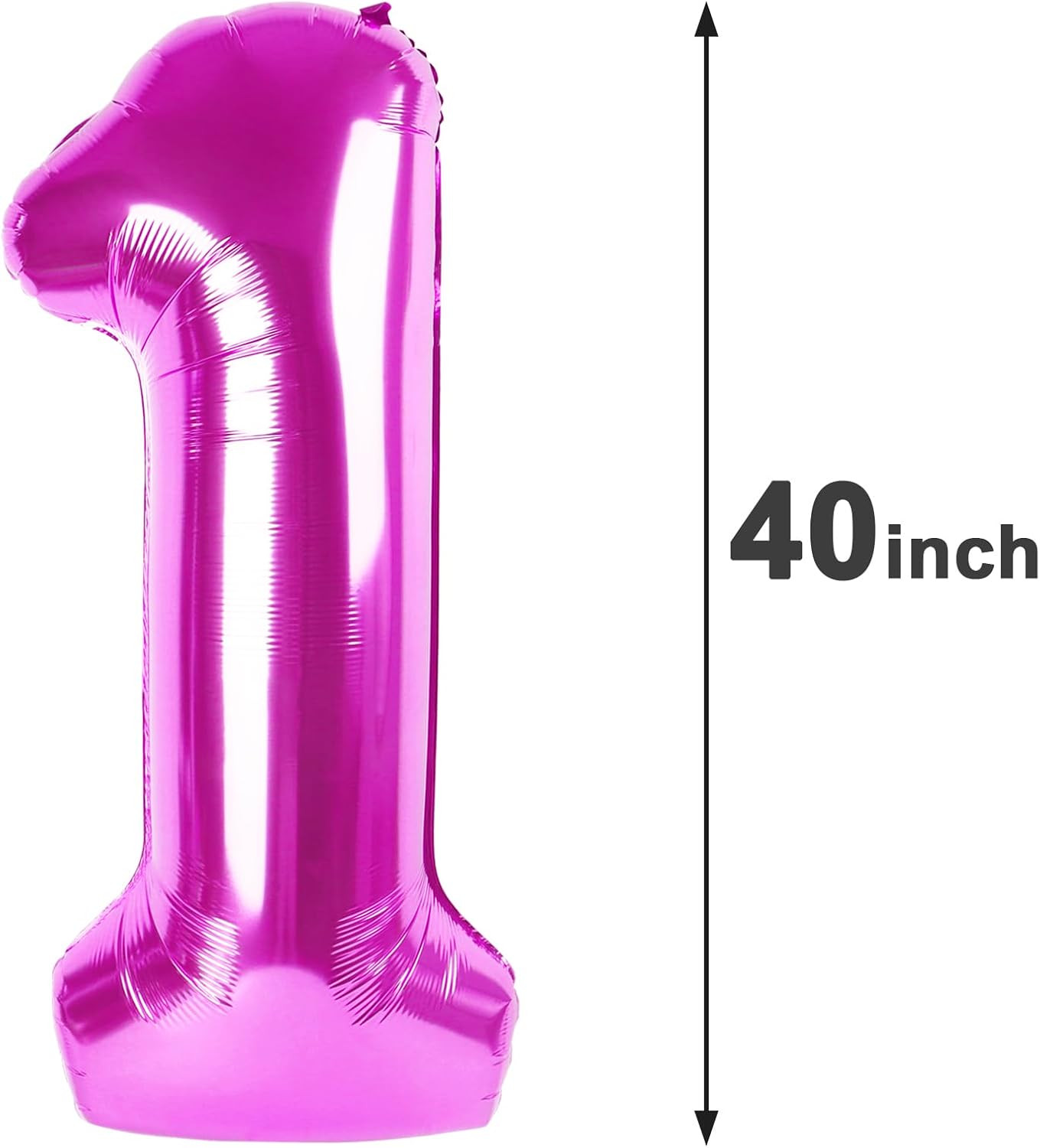 Rosy Purple Number 1 Balloon 40 inch, Number 1 Birthday Balloons for Boy Girl, Rosy Purple Foil One Balloon for 1st 10 11 12 16 18 Birthday Party, Anniversary Celebration Number Balloons Decorations