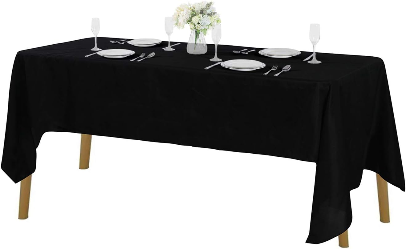 Rectangle Tablecloth 60x120 inch Washable Polyester Fabric Table Cloth for Wedding Party Dining Banquet Decoration（60x120, Black）