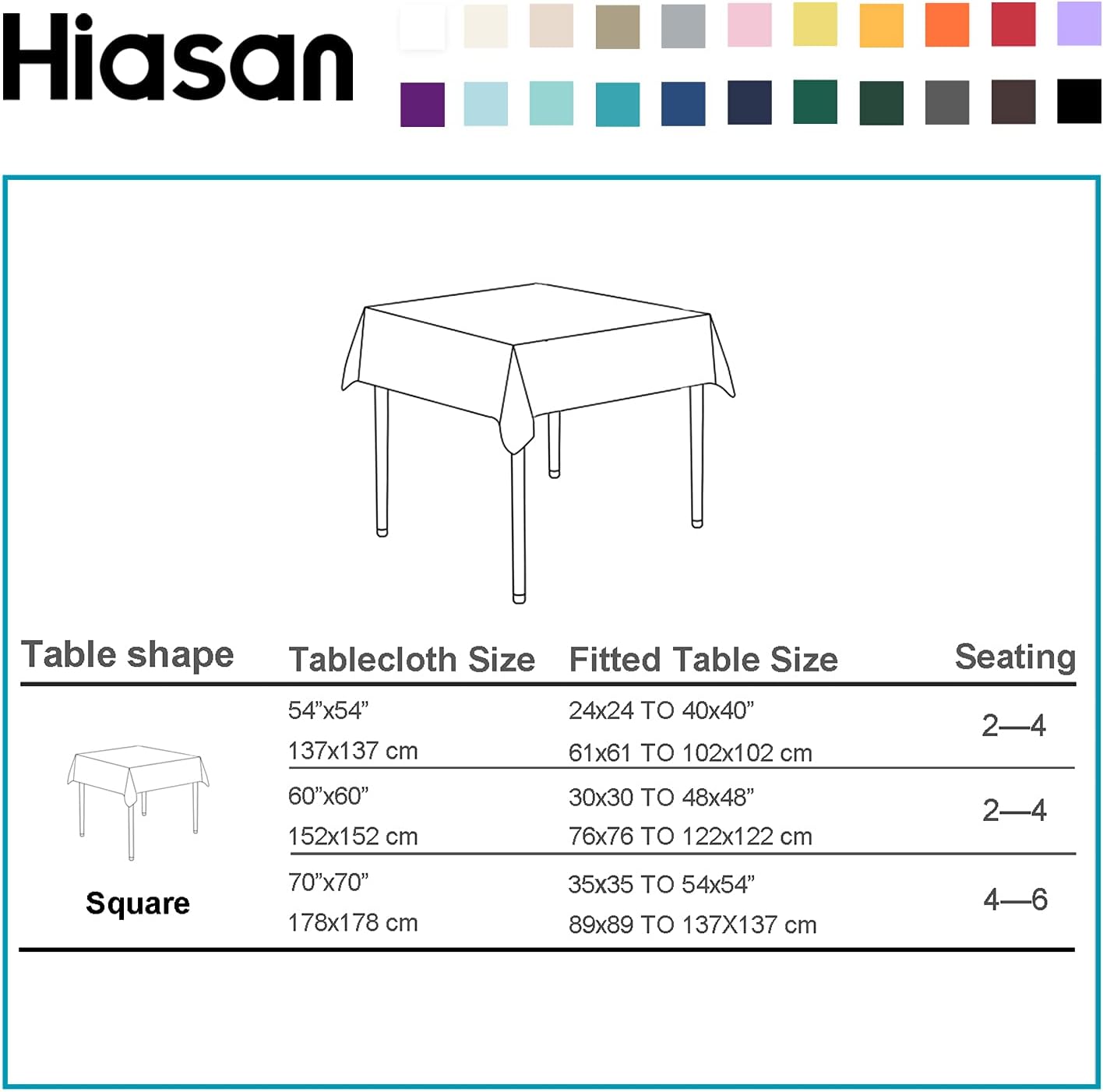 Hiasan Ivory Tablecloth for Square Tables - Waterproof and Spillproof Washable Fabric Table Cloth for Dining Room Kitchen Party, 70 x 70 Inch