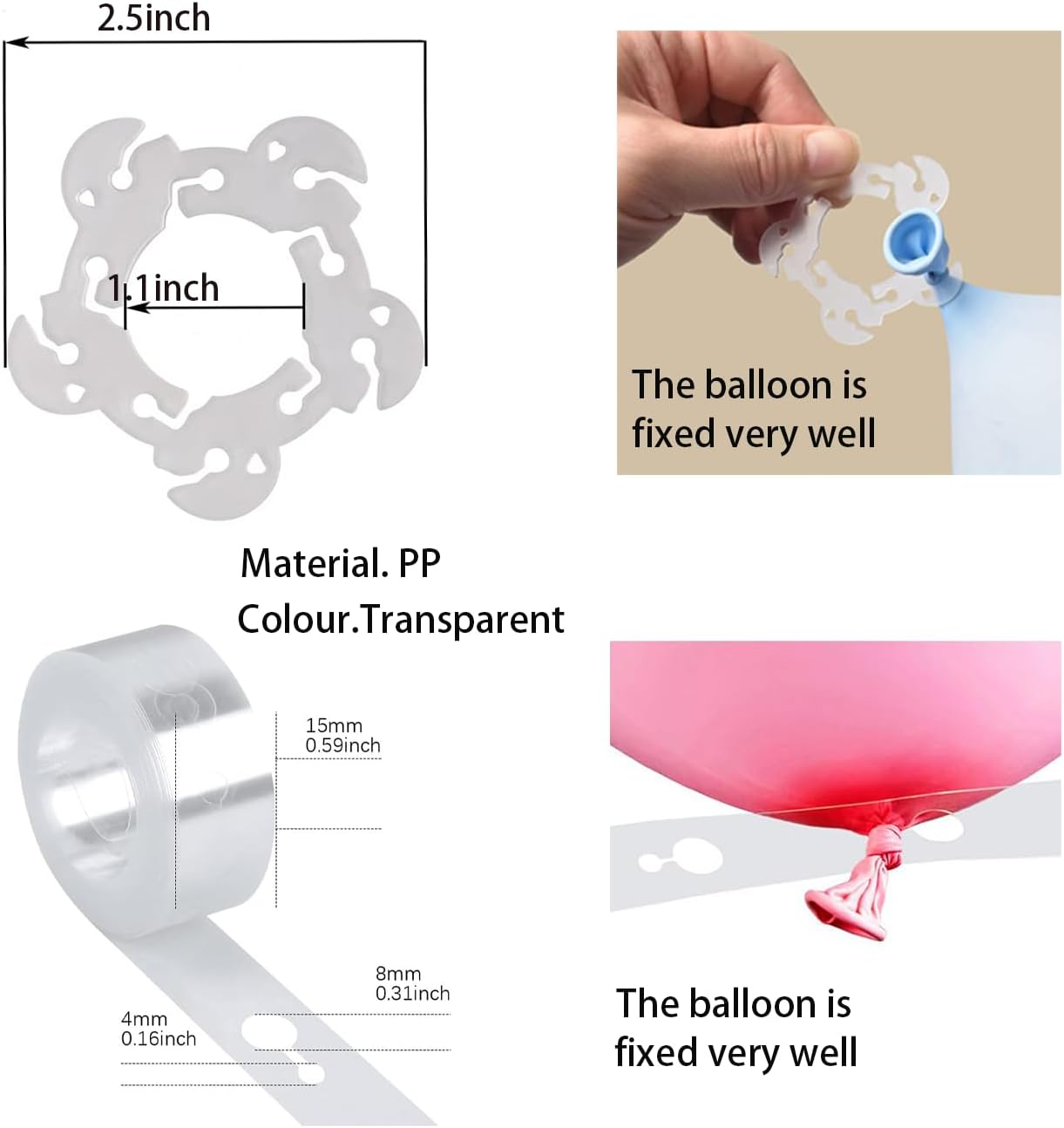 Balloon Arch Garland Kit, 5 Balloon Garland Strips - 50 Balloon Flower Clips and, Birthday Party, Wedding Decoration