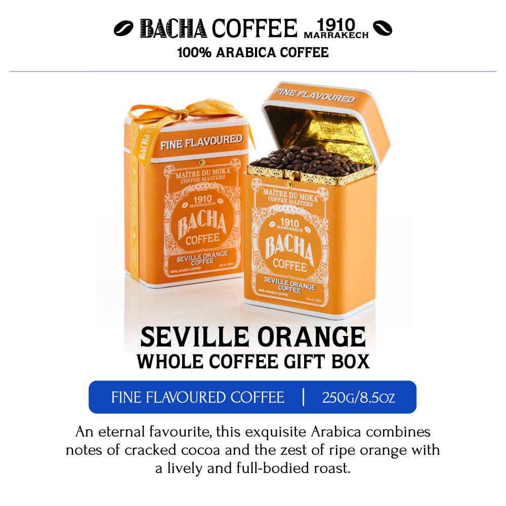 Bacha Coffee | Seville Orange Fine Flavoured Signature Nomad Collection, 100% Arabica Whole & Ground Beans Bundle