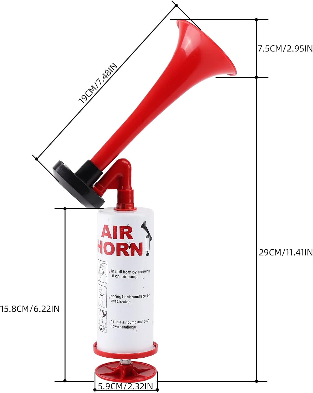 AOLINHAN Reusable Air Horn Loud Boat horn Handheld Stadium Horns Aluminum Personal Safety Handheld Horn Portable Pump Air Horns Loud Noise Maker Air+Horn Universal