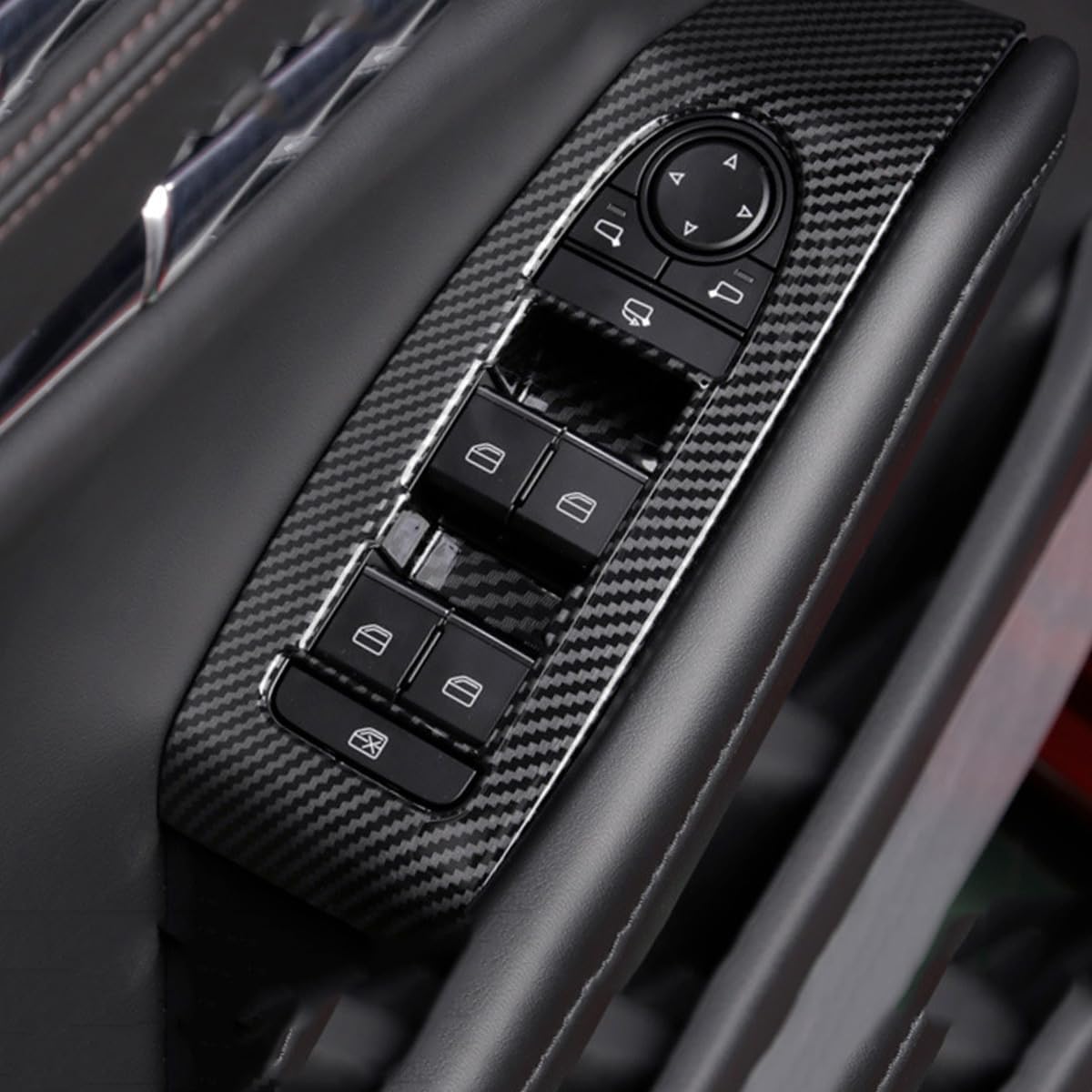 4pcs Carbon Fiber Style Front Rear Doors Window Glass Lift Switch Panel Cover Decorative Sticker Protection Car Interior Accessories for Mazda 3 2020-2025 KT12