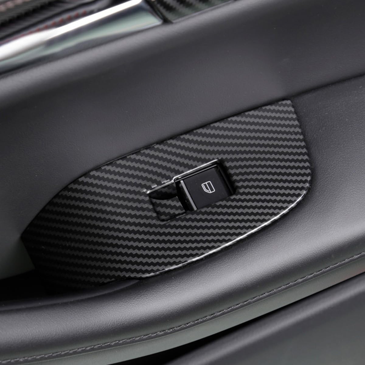 4pcs Carbon Fiber Style Front Rear Doors Window Glass Lift Switch Panel Cover Decorative Sticker Protection Car Interior Accessories for Mazda 3 2020-2025 KT12