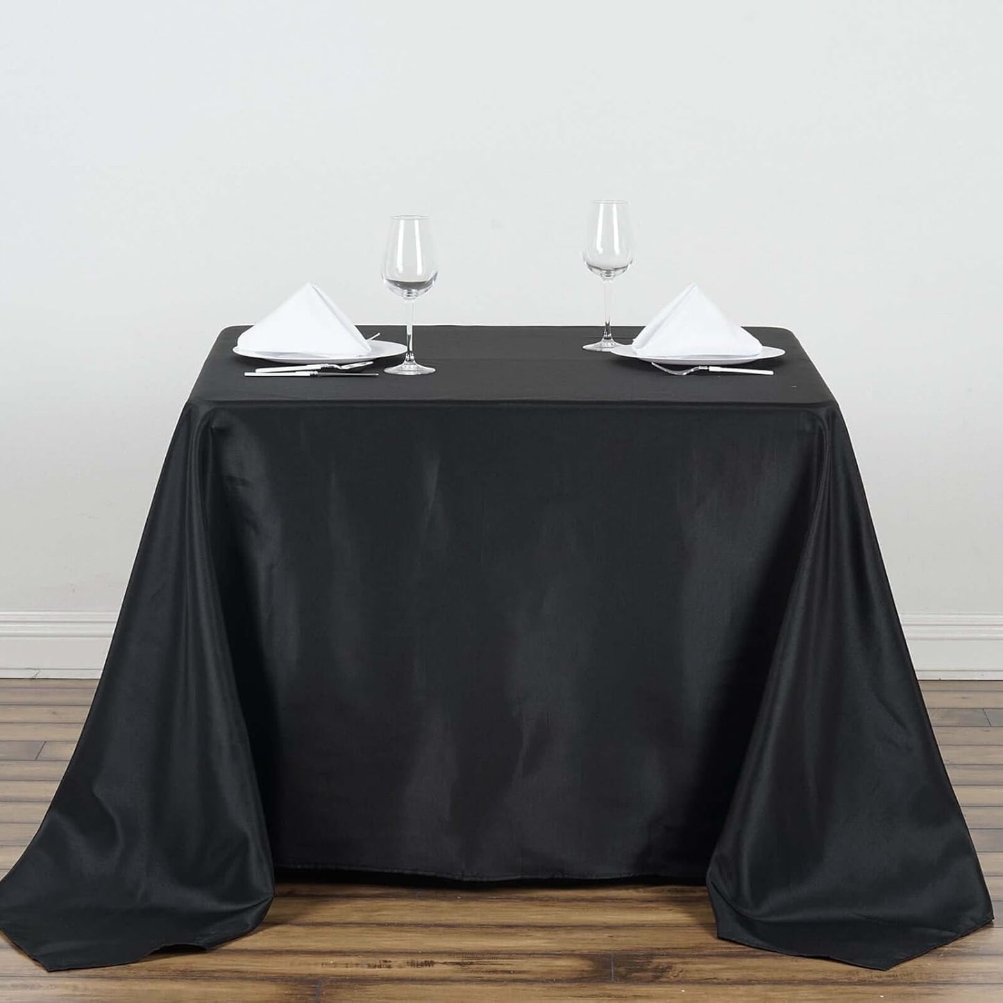 Efavormart 90" Black Wholesale Linens Polyester Square Linen Tablecloth for Kitchen Dining Catering Wedding Birthday Party Events