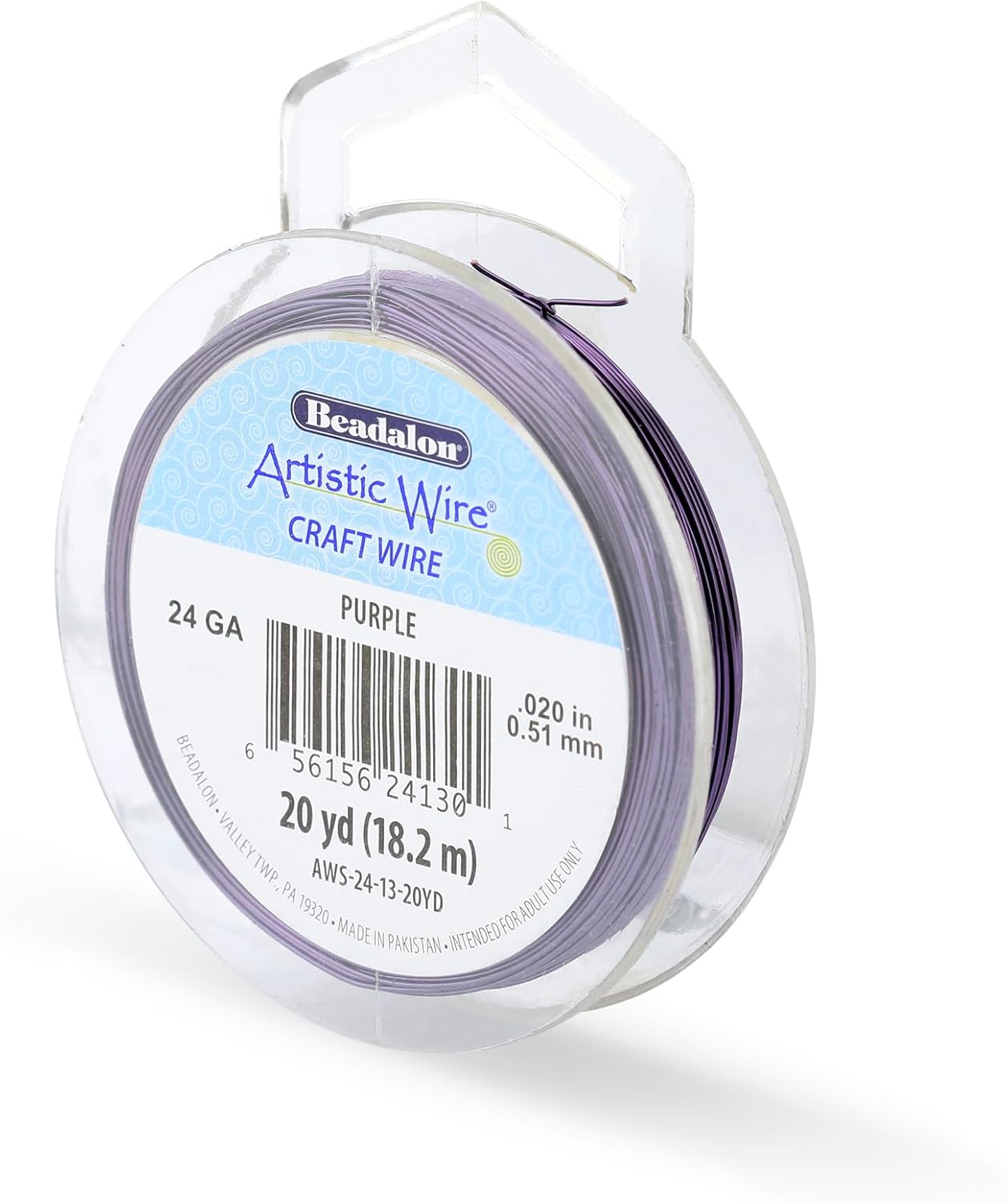 Artistic Wire, 24 Gauge Tarnish Resistant Colored Copper Craft Wire, Purple, 20 yd